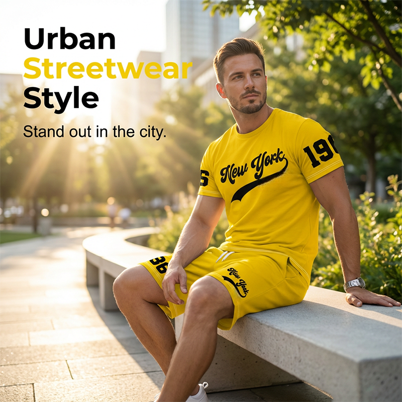 Ensemble tee-shirt imprimé et short d'été pour homme