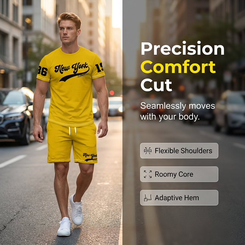 Ensemble tee-shirt imprimé et short d'été pour homme