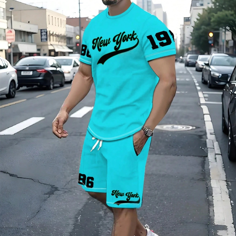 Ensemble tee-shirt imprimé et short d'été pour homme
