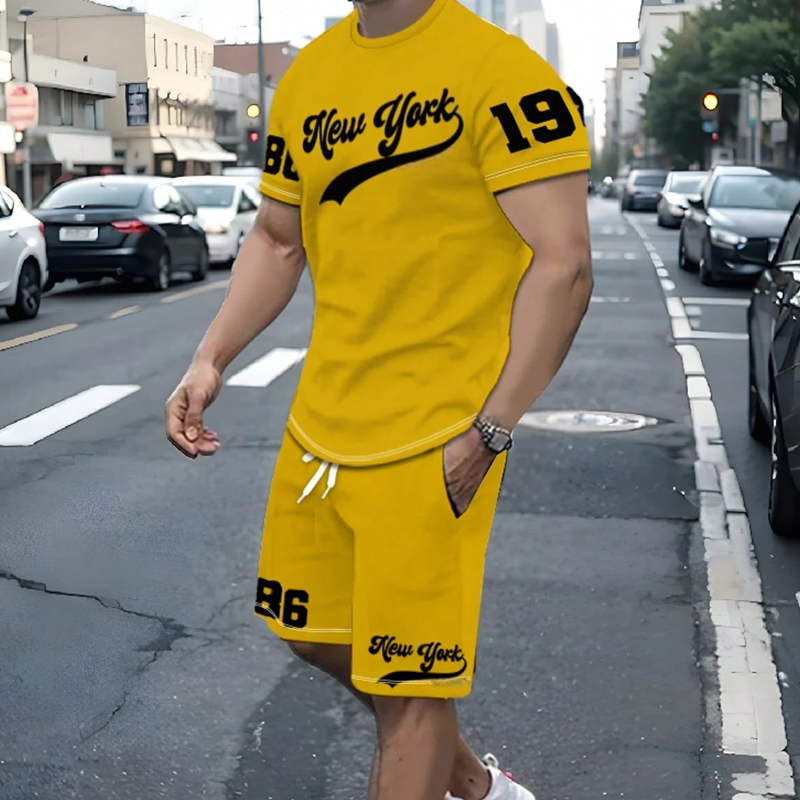 Ensemble tee-shirt imprimé et short d'été pour homme