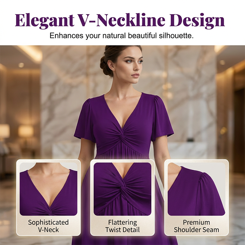 👗✨ PROMO LIMITÉE 50% ! Robe Femme en V à Devant Bouclé – Tissu Fluide Doux, Poches Latérales, Coupe Large, 4 Couleurs, Taille XL-5XL, Parfaite pour Toutes Occasions 🌺