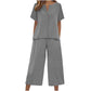 Ensemble femme top à manches courtes et pantalon jambe large