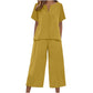 Ensemble femme top à manches courtes et pantalon jambe large