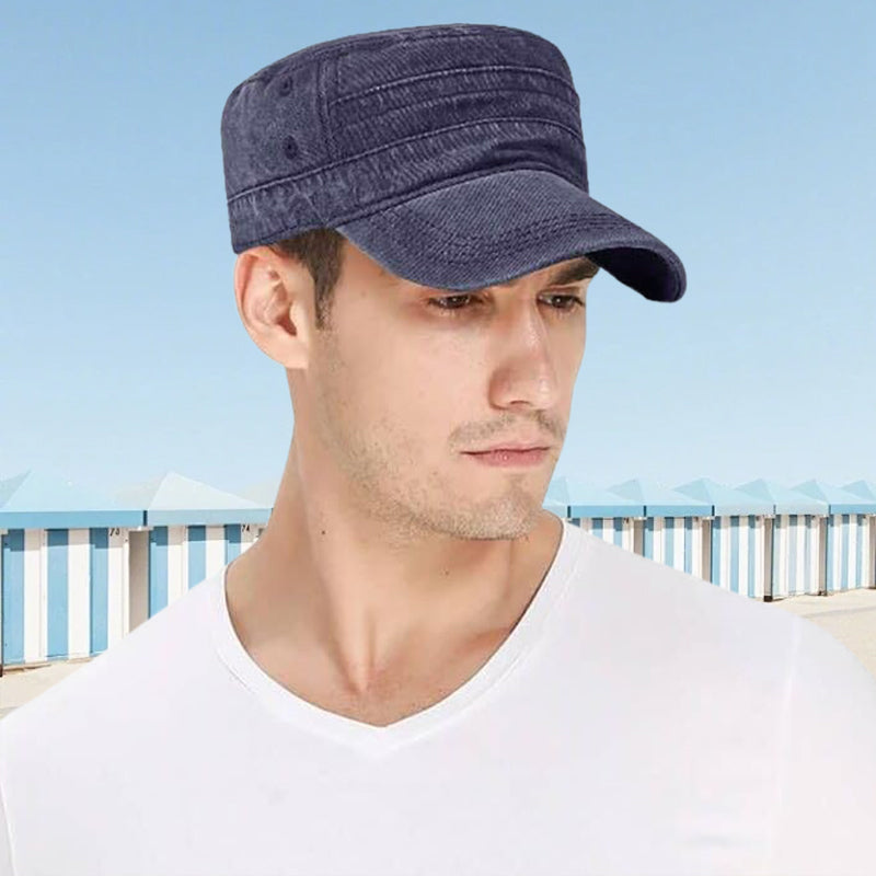 🧢 50% DE RÉDUCTION ⏰ Casquette plate à visière – Tendance, respirante & effet usé – Look streetwear, légère & réglable – parfaite pour les journées ensoleillées ou les tenues décontractées ☀️