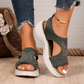 Sandales à plateforme en tricot ornées de strass pour femme