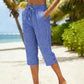 💞 PLUS DE 50 000 EXEMPLAIRES VENDUS !   – Pantalon capri coton-lin de haute qualité à motif carreaux classique – Parfait pour le printemps & l'été !