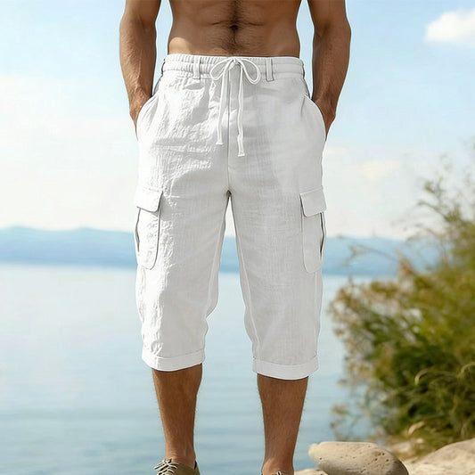 ⏰ -50% – Pour une durée limitée !👖Pantalon capri cargo en lin mélangé pour homme🌬️ Léger, respirant et conçu pour le confort
