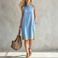 💃✨ Robe ample sans manches à col en V pour femme - Décontractée, flatteuse et naturellement élégante