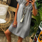 ❤️ Robe jean femme à col V et manches courtes
