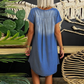 ❤️ Robe jean femme à col V et manches courtes