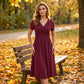 Robe plissée croisée à col en V pour femme