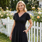 Robe plissée croisée à col en V pour femme