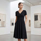 Robe plissée croisée à col en V pour femme