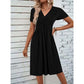 Robe plissée croisée à col en V pour femme