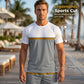 🏖️👕 Ensemble de sport d'été pour homme, color-block – T-shirt athlétique respirant et short à cordon de serrage, tenue 2 pièces