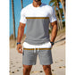 🏖️👕 Ensemble de sport d'été pour homme, color-block – T-shirt athlétique respirant et short à cordon de serrage, tenue 2 pièces