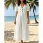 Combinaison ample à col en V et jambes larges pour femme