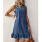 Robe sans manches en denim à ourlet à volants pour femme
