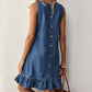 Robe sans manches en denim à ourlet à volants pour femme
