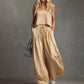 Ensemble 2 pièces femme : haut court et pantalon large