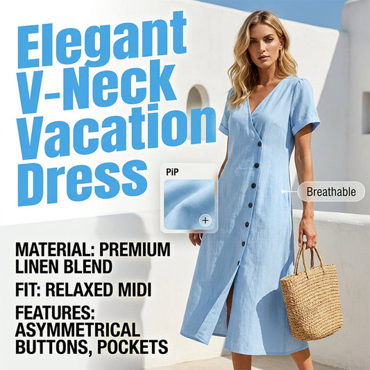 ☀️ Le best-seller de l'été 2026 est arrivé ! Robe midi boutonnée en tissu mélangé pour femme