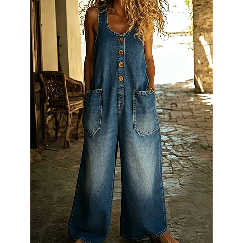 🚚 Réapprovisionnement – dépêchez-vous ! Combinaison sans manches à jambes larges pour femme