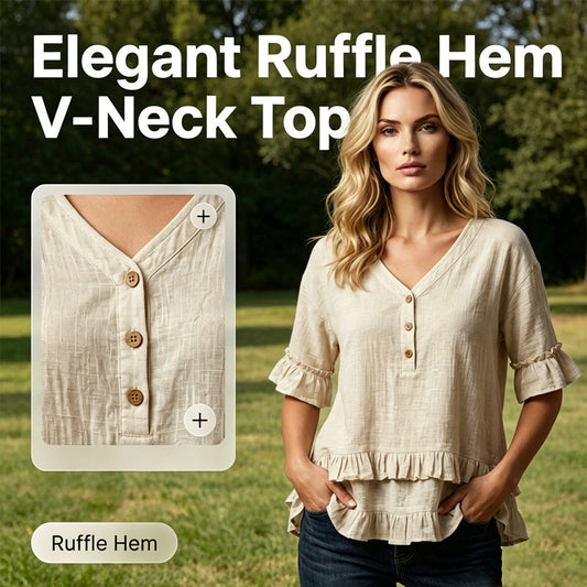 ⏰ Offre à durée limitée 🌸 Haut à col en V et volants | Tissu respirant et texturé, qui met en valeur la féminité et galbe parfaitement la silhouette