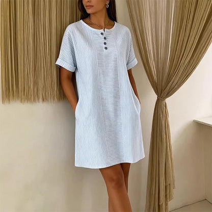 Robe t-shirt femme décontractée à rayures, manches courtes