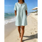 Robe t-shirt femme décontractée à rayures, manches courtes