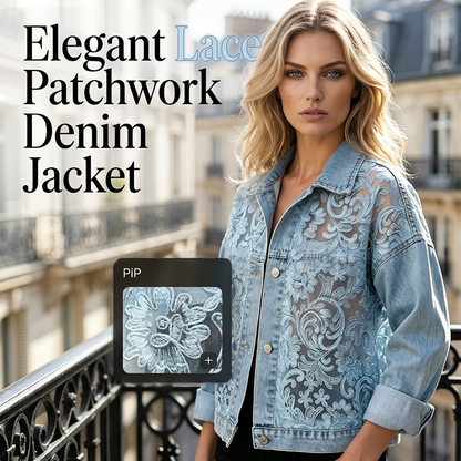 👑 Le must-have de la saison ! Veste en jean ample pour femme avec de délicats empiècements floraux 🔥