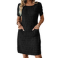 Robe femme à col rond, texturée, arrivant aux genoux