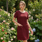 Robe femme à col rond, texturée, arrivant aux genoux