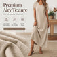 🔥-50% 👗 Robe Longue Femme Col V Manches Courtes Tissu Texturé Léger Coupe Ample Fluide