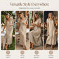 🔥-50% 👗 Robe Longue Femme Col V Manches Courtes Tissu Texturé Léger Coupe Ample Fluide