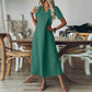🔥-50% 👗 Robe Longue Femme Col V Manches Courtes Tissu Texturé Léger Coupe Ample Fluide