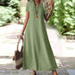 🔥-50% 👗 Robe Longue Femme Col V Manches Courtes Tissu Texturé Léger Coupe Ample Fluide