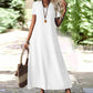 🔥-50% 👗 Robe Longue Femme Col V Manches Courtes Tissu Texturé Léger Coupe Ample Fluide