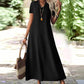 🔥-50% 👗 Robe Longue Femme Col V Manches Courtes Tissu Texturé Léger Coupe Ample Fluide