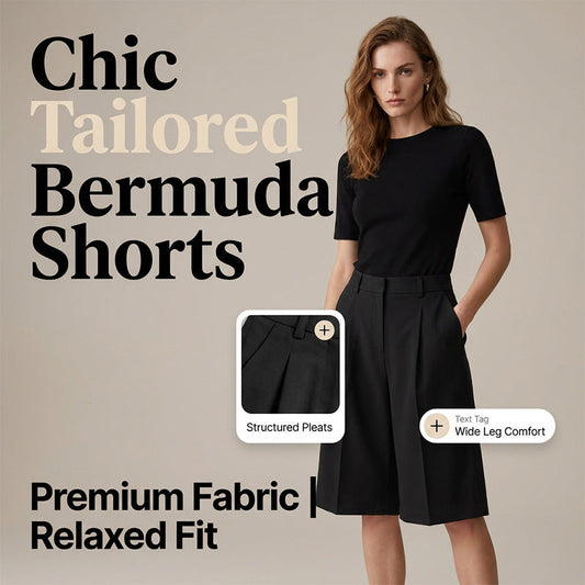 🎉 Soldes 2026 — Plus de 25 000 vendus ! 🩳 Short Bermuda ample pour femme – Plis avant et taille haute ✨