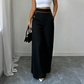 ⌛Offre à durée limitée🛍️Pantalon pour femmes à taille haute, très extensible et à jambes larges, avec passepoil de couleur contrastante