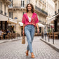 Tendance du moment⭐👚 Haut à manches chauve-souris à imprimé bohème – Col V fluide et style bohème décontracté