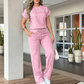 Ensemble Femme Décontracté : Haut Manches Courtes et Pantalon Large