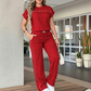 Ensemble Femme Décontracté : Haut Manches Courtes et Pantalon Large