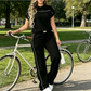 Ensemble Femme Décontracté : Haut Manches Courtes et Pantalon Large