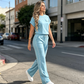 Ensemble Femme Décontracté : Haut Manches Courtes et Pantalon Large