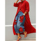 Robe chemise longue à manches longues et boutonnée pour femme