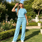Ensemble Femme Décontracté : Haut Manches Courtes et Pantalon Large