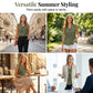 Blouse à col en V et boutons pour femme