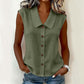 Blouse à col en V et boutons pour femme