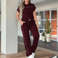 Ensemble Femme Décontracté : Haut Manches Courtes et Pantalon Large